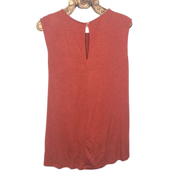 Anthropologie Vanessa Virginia Top Tie Front Rust Red Orange Tunic Tank Small - Picture 2 of 8
